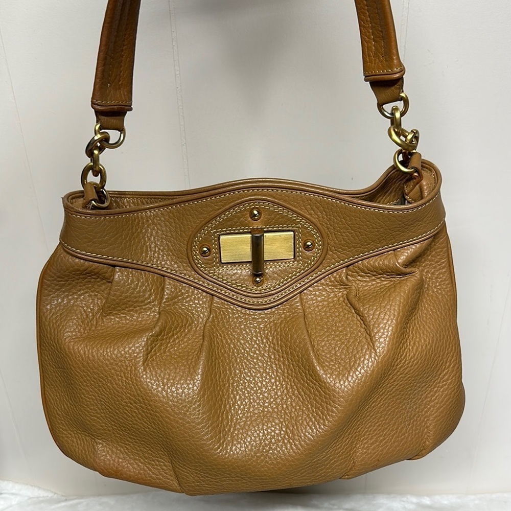 Maxx New York Tan Hobo Shoulder Bag with Gold Hardware